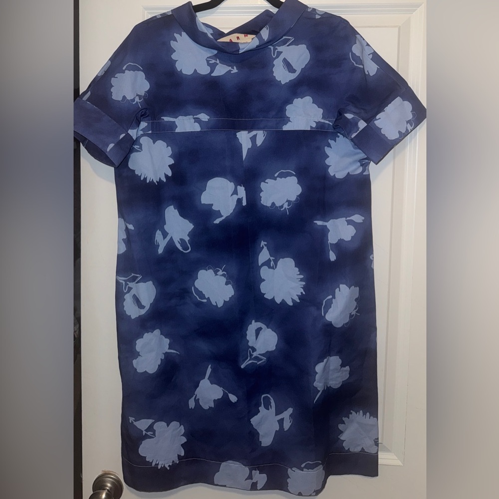 Marni Blue Floral Print Silk Top